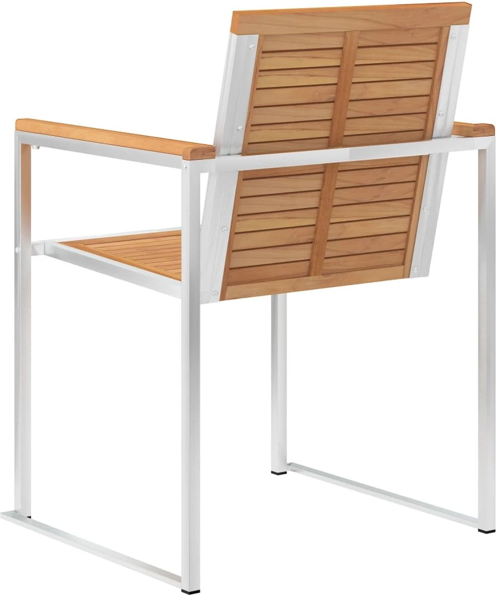 Prolenta Premium - Chaises De Jardin De Jardin 2 Pcs Teck Massif Et Acier Inoxydable 2 Prolenta Premium - Chaises De Jardin De Jardin 2 Pcs Teck Massif Et Acier Inoxydable – Image 2