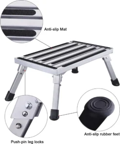 HDM 47 X 30 X 23 Cm Aluminium 1 Niveau Capacité De Charge 150 Kg Pour Cuisine, Salle De Bain, Camping Et Plus Tabouret Pliant Avec Tapis Antidérapant -Jardin Meubles Magasin 1000x1200 3