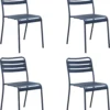 GENERIC - Set De 4 Chaises De Jardin CAFE - 4 X Chaise De Jardin - Empilables - L.52 X L. 44 X H.79 - Acier - Blue Neptune - Chaises De Patio - Chaises De Salle à Manger - Chaise Empilable