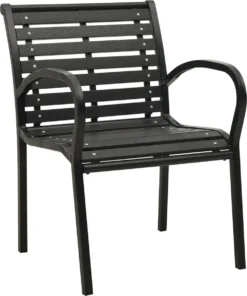 La Dolce Vita - Chaises De Jardin - Chaises D'extérieur - Chaises De Terrasse - Chaises De Jardin - Chaises Longues D'extérieur - Chaises De Table De Jardin - Chaises De Jardin 2 Pcs Acier Et HKC Noir
