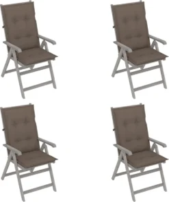 Chaises De Jardin Chaises De Jardin 4 Pcs Réglables Avec Coussins En Bois D'acacia Massif