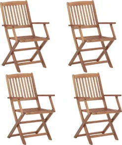 Prolenta Premium - Chaises De Jardin De Jardin 4 Pcs Pliables En Bois D'acacia Massif