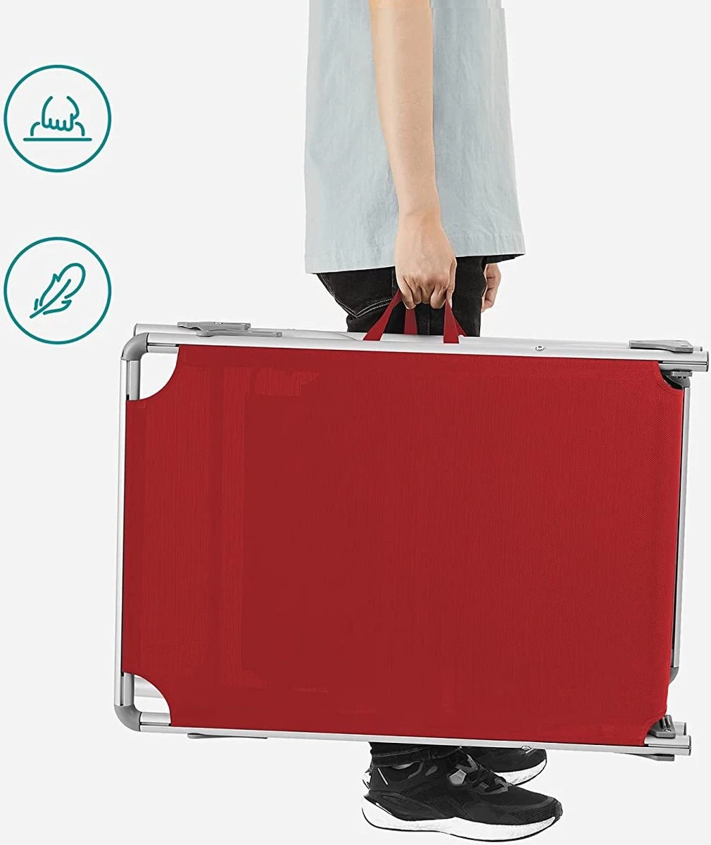 Chaise Longue Avec Toit, Chaise Longue, Chaise Longue De Jardin, Aluminium, Dossier Réglable, Pliable, , Jardin, Balcon, Terrasse, Rouge 6 Chaise Longue Avec Toit, Chaise Longue, Chaise Longue De Jardin, Aluminium, Dossier Réglable, Pliable, , Jardin, Balcon, Terrasse, Rouge – Image 6