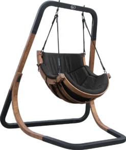 AXI Capri Chaise Suspendue Sur Pied En Bois - Fauteuil / Siège Suspendu Suspendu Avec Support Pour Le Jardin - Balançoire En Noir Pour L'extérieur Pour 1 Personne - Chargement Jusqu'à 150 Kg