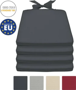 Beautissu Coussin De Chaise Set De 4 Coussins D'assise Extérieur 45x40x5 Cm – Coussin Grijs – Coussin D'Assise Avec Ruban - Pia -Jardin Meubles Magasin 1010x1200 6
