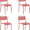 GENERIC - Set De 4 Chaises De Jardin CAFE - 4 X Chaise De Jardin - Empilables - L.52 X L. 44 X H.79 - Acier - Rouge Cerise - Chaises De Patio - Chaises De Salle à Manger - Chaise Empilable