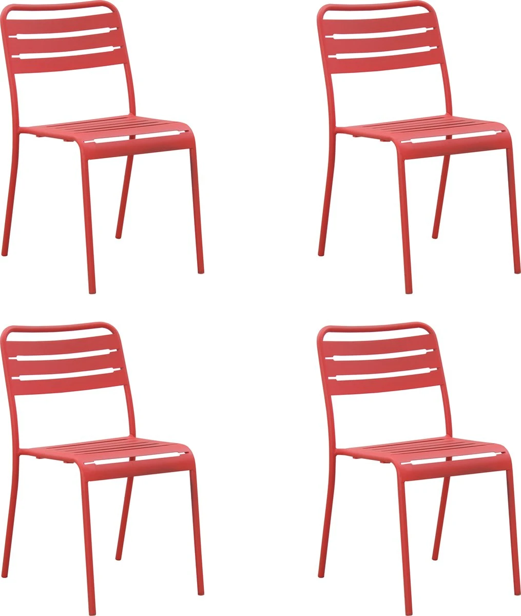GENERIC - Set De 4 Chaises De Jardin CAFE - 4 X Chaise De Jardin - Empilables - L.52 X L. 44 X H.79 - Acier - Rouge Cerise - Chaises De Patio - Chaises De Salle à Manger - Chaise Empilable 1 GENERIC - Set De 4 Chaises De Jardin CAFE - 4 X Chaise De Jardin - Empilables - L.52 X L. 44 X H.79 - Acier - Rouge Cerise - Chaises De Patio - Chaises De Salle à Manger - Chaise Empilable