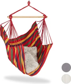 Fauteuil Suspendu Relaxdays - Moderne - Coton - 150 Kg - Chaise Hamac - Intérieur Et Extérieur Jaune / Vert / Bleu / Rouge