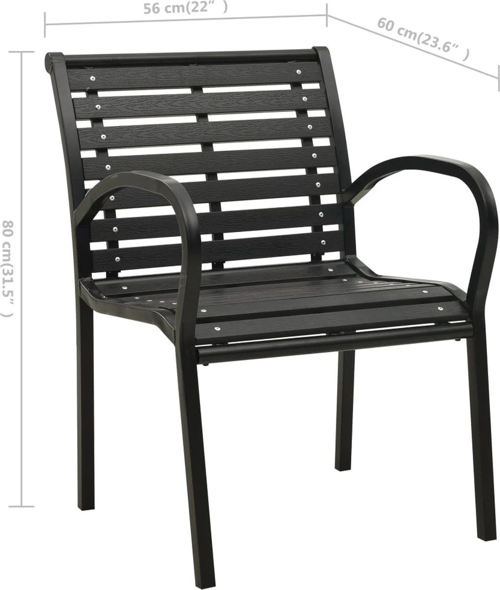 La Dolce Vita - Chaises De Jardin - Chaises D'extérieur - Chaises De Terrasse - Chaises De Jardin - Chaises Longues D'extérieur - Chaises De Table De Jardin - Chaises De Jardin 2 Pcs Acier Et HKC Noir 4 La Dolce Vita - Chaises De Jardin - Chaises D'extérieur - Chaises De Terrasse - Chaises De Jardin - Chaises Longues D'extérieur - Chaises De Table De Jardin - Chaises De Jardin 2 Pcs Acier Et HKC Noir – Image 4
