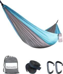 Hamac, Outdoor, Bleu, 285 X 160 Cm, Pour 2 Personnes, Capacité De Charge 250 Kg, Ultra-léger, En Toile De Parachute, 600 G, Camping Et Randonnée
