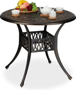 Relaxdays Table De Jardin Ronde - Table De Balcon Avec Trou De Parasol - Table Basse - Table D'appoint De Jardin