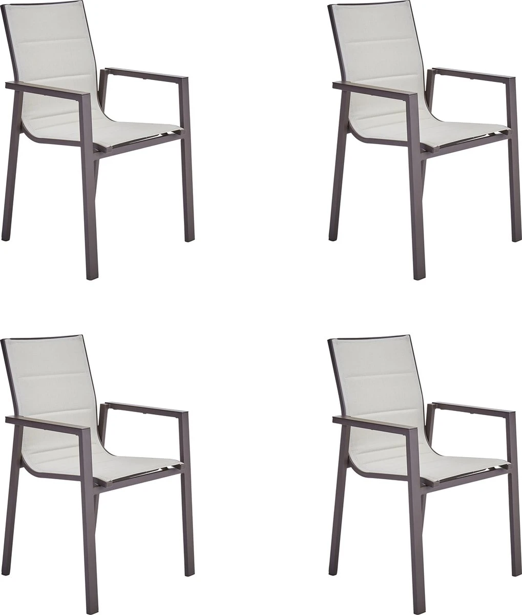 NATERIAL - Set De 4 Chaises De Jardin ORION GAMMA II Avec Accoudoirs - 4 Chaises De Jardin - Empilables - Chaises De Terrasse - Chaises De Chaises De Salle à Manger - Aluminium - Textilène - Marron - Beige 1 NATERIAL - Set De 4 Chaises De Jardin ORION GAMMA II Avec Accoudoirs - 4 Chaises De Jardin - Empilables - Chaises De Terrasse - Chaises De Chaises De Salle à Manger - Aluminium - Textilène - Marron - Beige