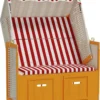La Dolce Vita - Chaise De Plage à Baldaquin Poly Rotin Et Bois Massif Rouge Et Blanc