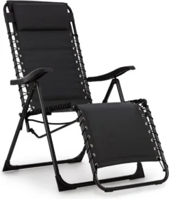 Chaise Longue Blumfeldt California Dreaming, Rembourrée, Structure En Acier, Chaise Longue De Forme Ergonomique Avec Rembourrage Moelleux Et Accoudoirs, Noir