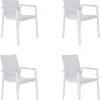 NATERIAL - Set De 4 Chaises De Jardin ORION GAMMA II Avec Accoudoirs - 4 Chaises De Jardin - Empilables - Chaises De Terrasse - Chaises De Salle à Manger - Aluminium - Textilène - Wit