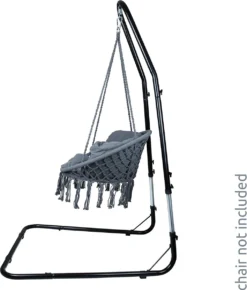 MXJ1-025 - Support Pour Chaise Hamac, Noir - Support Pour Chaise Suspendue Jusqu'à 240 Kg, Cadre Testé Par Le TÜV, Support Pour Chaise Suspendue, Chaise Suspendue, Chaise Suspendue, 196-226 Cm -Jardin Meubles Magasin 1021x1200