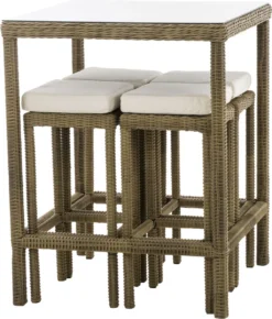 Table De Bar De Luxe Avec Chaises De Bar - Crème / Blanc - Mobilier De Jardin - Rotin - Set De 4 Tabourets De Bar - Bar De Jardin - Intérieur Et Extérieur - Résistant Aux Intempéries - 4 Personnes 10 Table De Bar De Luxe Avec Chaises De Bar - Crème / Blanc - Mobilier De Jardin - Rotin - Set De 4 Tabourets De Bar - Bar De Jardin - Intérieur Et Extérieur - Résistant Aux Intempéries - 4 Personnes -Jardin Meubles Magasin 1023x1200 5