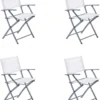 NATERIAL - Set De 4 Chaises De Jardin EMYS - Chaises Pliantes - Chaises De Jardin Pliables - Chaises De Patio - Chaises De Salle à Manger - Acier - Textilène - Wit