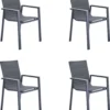 NATERIAL - Set De 4 Chaises De Jardin ORION GAMMA II Avec Accoudoirs - 4 Chaises De Jardin - Empilables - Chaises De Terrasse - Chaises De Salle à Manger - Aluminium - Textilène - Gris Foncé