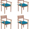 Prolenta Premium - Chaises De Jardin De Jardin 4 Pcs Avec Coussins Bleu Clair En Teck Massif