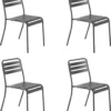 GENERIC - Set De 4 Chaises De Jardin CAFE - 4 X Chaise De Jardin - Empilable - L.52 X L. 44 X H.79 - Acier - Anthracite - Chaises De Terrasse - Chaises De Salle à Manger - Chaise Empilable