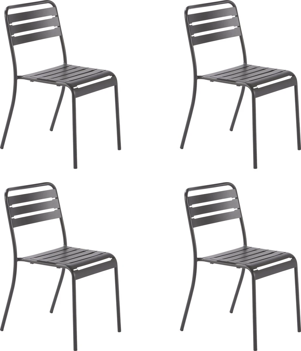 GENERIC - Set De 4 Chaises De Jardin CAFE - 4 X Chaise De Jardin - Empilable - L.52 X L. 44 X H.79 - Acier - Anthracite - Chaises De Terrasse - Chaises De Salle à Manger - Chaise Empilable 1 GENERIC - Set De 4 Chaises De Jardin CAFE - 4 X Chaise De Jardin - Empilable - L.52 X L. 44 X H.79 - Acier - Anthracite - Chaises De Terrasse - Chaises De Salle à Manger - Chaise Empilable