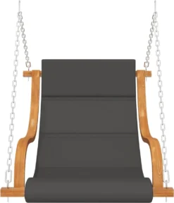 Prolenta Premium - Chaise Berçante - Chaise Berçante Avec Kussen En Bois Massif Courbé Finition Teck - Anthracite - Balançoire -Jardin Meubles Magasin 1029x1200 2