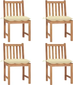 VidaLife Chaises De Jardin De Jardin 4 Pcs Avec Coussins En Bois De Teck Massif
