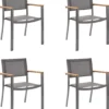 NATERIAL - Set De 4 Chaises De Jardin ORIS Avec Accoudoirs - 4 X Chaises De Jardin - Empilables - Chaises De Terrasse - Chaises De Salle à Manger De Salle à Manger - Aluminium - Textilène - Eucalyptus - Anthracite