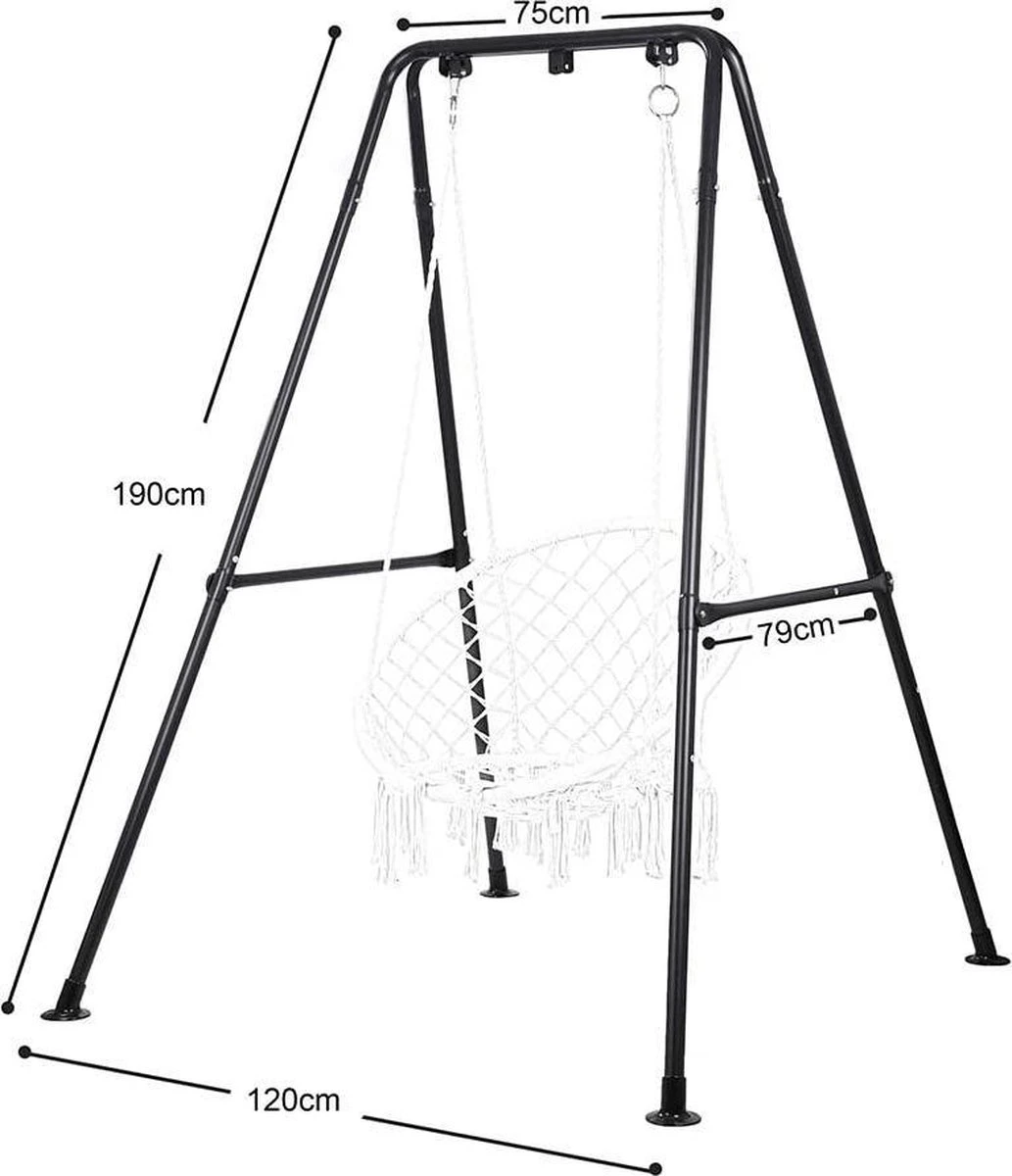 Hamac AVEC Support - Zinaps Hamac Chaise Cadre Hamac Chaise Support Charge Max 150kg Swing Intérieur Plein Air Avec Support (Noir) (WK 02129) 5 Hamac AVEC Support - Zinaps Hamac Chaise Cadre Hamac Chaise Support Charge Max 150kg Swing Intérieur Plein Air Avec Support (Noir) (WK 02129) – Image 5