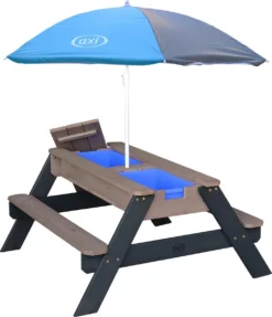 AXI Nick Table Sable Et Eau / Table Pique Nique Anthracite / Gris - Table D’eau Avec Couvercle, Boîtes De Rangement & Parasol - Table De Jeu Enfant à Eau Pour Le Jardin -Jardin Meubles Magasin 1034x1200 3