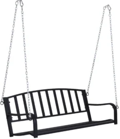 Banc Suspendu Nancy's Dunn - Banc De Jardin - Balançoire - 2 Places - Colliers - Métal - Zwart - 128 X 63 X 47 Cm