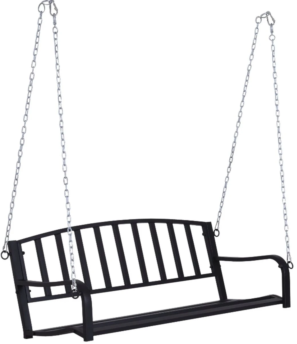 Banc Suspendu Nancy's Dunn - Banc De Jardin - Balançoire - 2 Places - Colliers - Métal - Zwart - 128 X 63 X 47 Cm 1 Banc Suspendu Nancy's Dunn - Banc De Jardin - Balançoire - 2 Places - Colliers - Métal - Zwart - 128 X 63 X 47 Cm