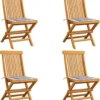 Prolenta Premium - Chaises De Jardin De Jardin 4 Pcs Avec Coussins à Carreaux Gris Teck Massif