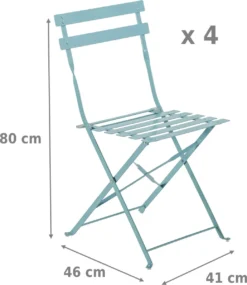 NATERIAL - Lot De 4 Chaises De Jardin FLORA - Chaises Pliantes - Chaises De Jardin Pliantes - Chaises De Patio - Chaises De Salle à Manger - Acier - Textilène - Bleu -Jardin Meubles Magasin 1039x1200 1