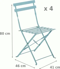 NATERIAL - Lot De 4 Chaises De Jardin FLORA - Chaises Pliantes - Chaises De Jardin Pliantes - Chaises De Patio - Chaises De Salle à Manger - Acier - Textilène - Bleu -Jardin Meubles Magasin 1039x1200 2