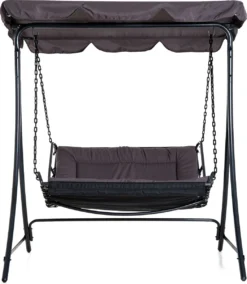 Outsunny Swing Transat Avec Toit Hollywood Swing Transat Pour L'extérieur Pour 2 Personnes Gris Acier 84A-072GY -Jardin Meubles Magasin 1045x1200 1