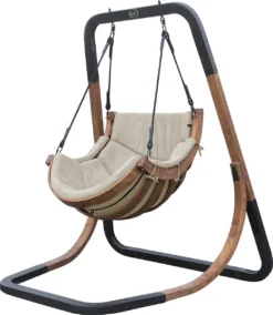 AXI Capri Chaise Suspendue Sur Pied En Bois - Fauteuil / Siège Suspendu Suspendu Avec Support Pour Le Jardin - Balançoire En Beige Pour L'extérieur Pour 1 Personne - Chargement Jusqu'à 150 Kg -Jardin Meubles Magasin 1045x1200 3