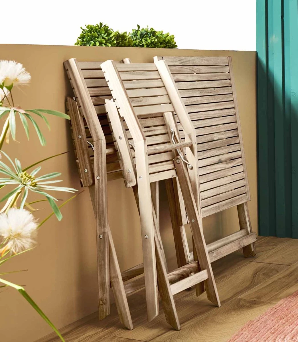 NATERIAL - Salon De Jardin 2 Personnes - Table De Jardin SOLIS 70 X 70 Cm - 2 Chaises De Jardin SOLARIS - Chaises Pliantes - Pliantes - Salon De Balcon - Acacia 5 NATERIAL - Salon De Jardin 2 Personnes - Table De Jardin SOLIS 70 X 70 Cm - 2 Chaises De Jardin SOLARIS - Chaises Pliantes - Pliantes - Salon De Balcon - Acacia – Image 5