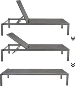Set - Lot De 2 Bains De Soleil AQUILA - 2 Chaises De Jardin à Roulettes - Chargeable Jusqu'à 160 Kg - 200x75x36 Cm - Empilables - Bains De Soleil - Aluminium - Textilène - Anthracite -Jardin Meubles Magasin 1046x1200 2