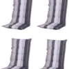 Madison - Coussin De Jardin - 4pcs. - Universel - Dossier Haut - Victoria Gris - 123x50cm - Grijs - Coussin Pour Chaise De Jardin - Ensemble De Kussen Pour Fauteuil Inclinable