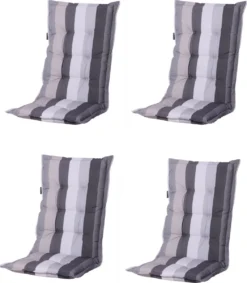 Madison - Coussin De Jardin - 4pcs. - Universel - Dossier Haut - Victoria Gris - 123x50cm - Grijs - Coussin Pour Chaise De Jardin - Ensemble De Kussen Pour Fauteuil Inclinable