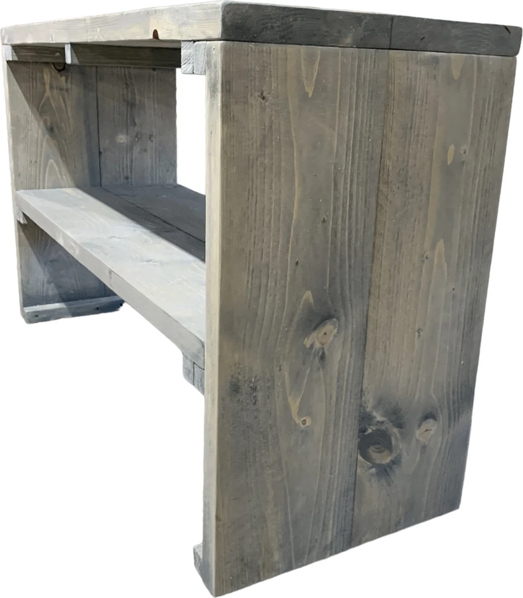 Banc Décoratif / Table D'appoint En Bois D'échafaudage - 100 Cm De Long - Grey Wash - Banc De Jardin - Banc - Table 1 Banc Décoratif / Table D'appoint En Bois D'échafaudage - 100 Cm De Long - Grey Wash - Banc De Jardin - Banc - Table