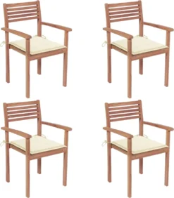 Prolenta Premium - Chaises De Jardin De Jardin 4 Pcs Avec Coussins Couleur Crème En Teck Massif