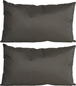2x Pièces Canapé/coussins Décoratifs Pour L'intérieur Et L'extérieur De Couleur Gris Anthracite 30 X 50 Cm - Coussins De Jardin/ Maison