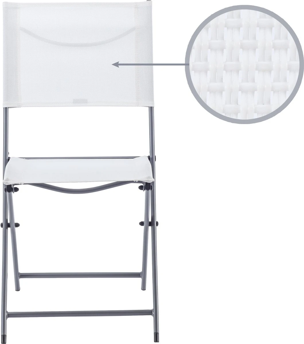 NATERIAL - Set De 4 Chaises De Jardin EMYS Avec Accoudoirs - Fauteuil Pliant - Fauteuil De Jardin - Pliable - Chaises De Terrasse - Chaises De Salle à Manger - Acier - Textilène - Wit 2 NATERIAL - Set De 4 Chaises De Jardin EMYS Avec Accoudoirs - Fauteuil Pliant - Fauteuil De Jardin - Pliable - Chaises De Terrasse - Chaises De Salle à Manger - Acier - Textilène - Wit – Image 2