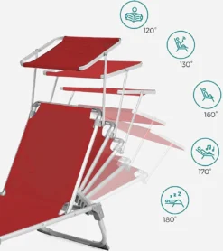 Chaise Longue Avec Toit, Chaise Longue, Chaise Longue De Jardin, Aluminium, Dossier Réglable, Pliable, , Jardin, Balcon, Terrasse, Rouge 14 Chaise Longue Avec Toit, Chaise Longue, Chaise Longue De Jardin, Aluminium, Dossier Réglable, Pliable, , Jardin, Balcon, Terrasse, Rouge -Jardin Meubles Magasin 1065x1200 1