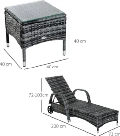 Chaise Longue Outsunny En Poly Avec Chaise Longue De Table Pour Mobilier De Jardin Extérieur Avec Coussins 862-014V01 -Jardin Meubles Magasin 1066x1200 7