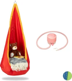 Fauteuil Suspendu Enfant Relaxdays - Fauteuil Suspendu Enfant - Extérieur - Nid De Pie - 70 Kg - Jardin Enfant Orange / Rouge