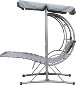Chaise Longue Flottante Outsunny Chaise Longue Flottante Hollywood Swing Chaise Longue Double Avec Toit Gris Métal 84A-024GY -Jardin Meubles Magasin 1070x1200